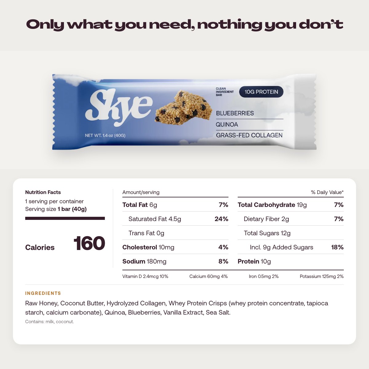 Blueberry Vanilla nutrition and ingredients