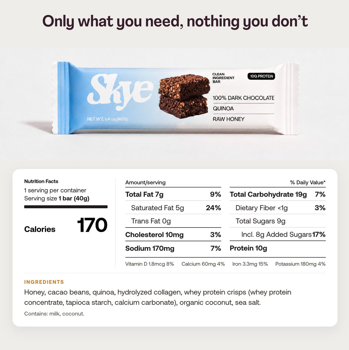Honey Cacao nutrition and ingredients